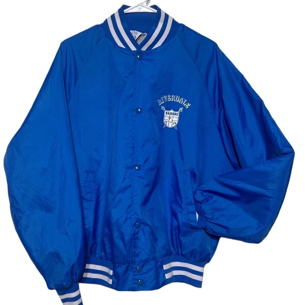West Ark Vintage Varsity Jacket Mens Large Blue Riverdale Raiders Made in USA